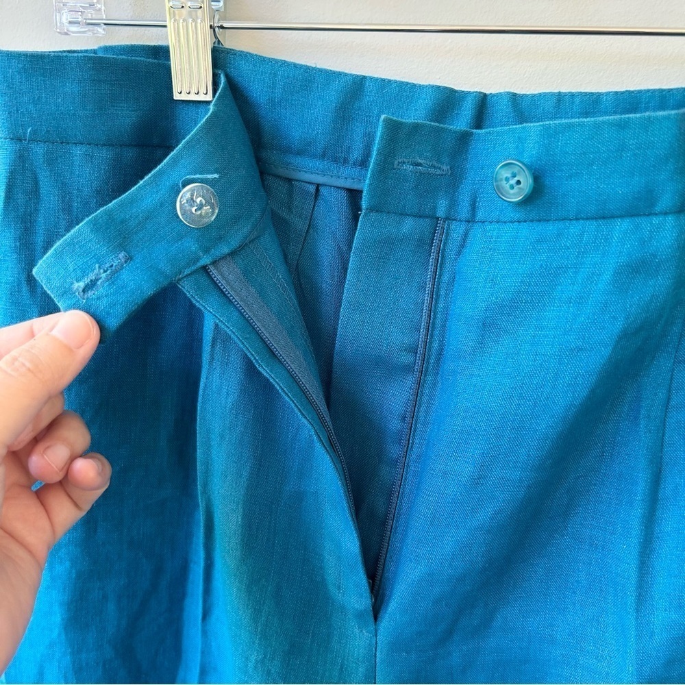 Vintage 100% linen royal blue women’s trousers - Picture 6 of 8